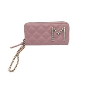 Quilted Faux Leather Wristlet Wallet Blush Pink Women's